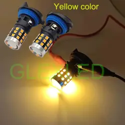 2Pcs White Yellow No Error HP24W G4 LED Bulbs For Citroen C5 Daytime Running Lights Lamp For Peugeot 3008 Day Light