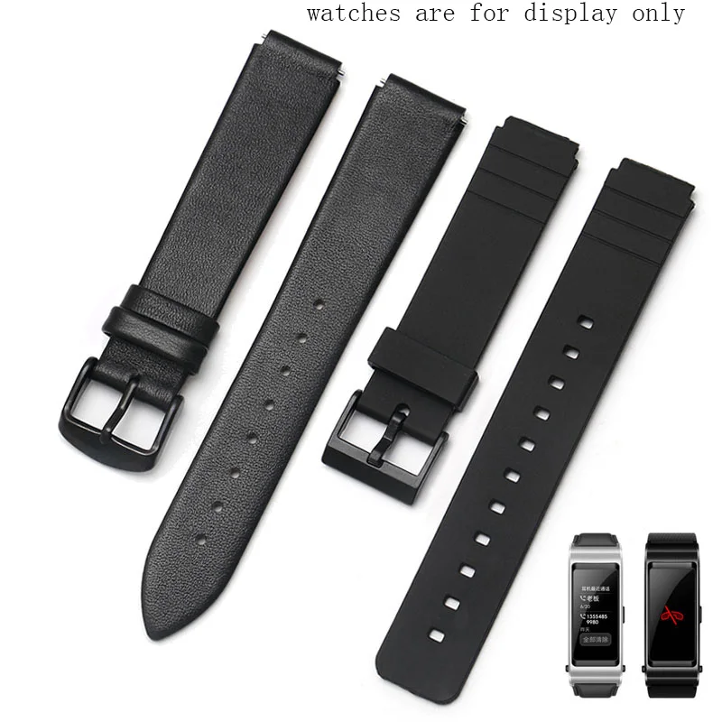 

PEIYI Suitable for H-u-a-wei B3 B6 sports smart Bracelet leather watch band youth waterproof silicone pin buckle black Wristband