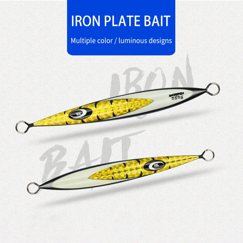 250g/195*23mm 1pcs Slow Jigging Iron Plate  Deep Sea Ship Fishing Hairtail Chapter Lead Jigging Fishiing Lure