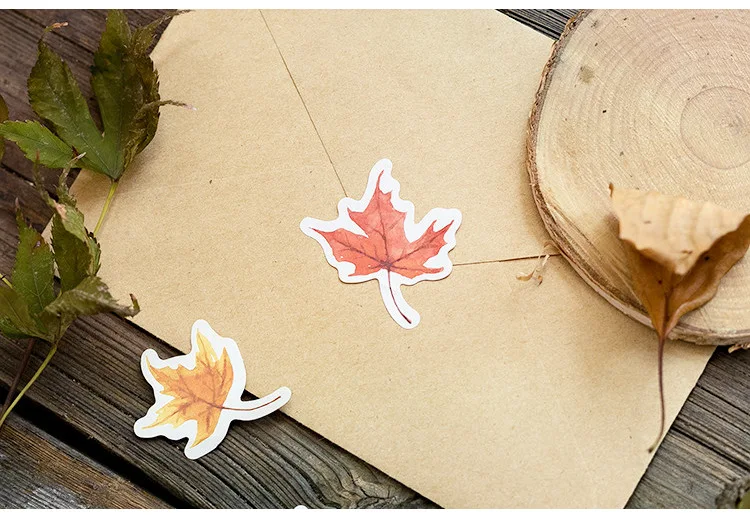 46 Pcs Autumn Forest Party DIY Adhesive Stickers Pack Decorative Album Diary Stick Labels Stationery for Creative Crafting