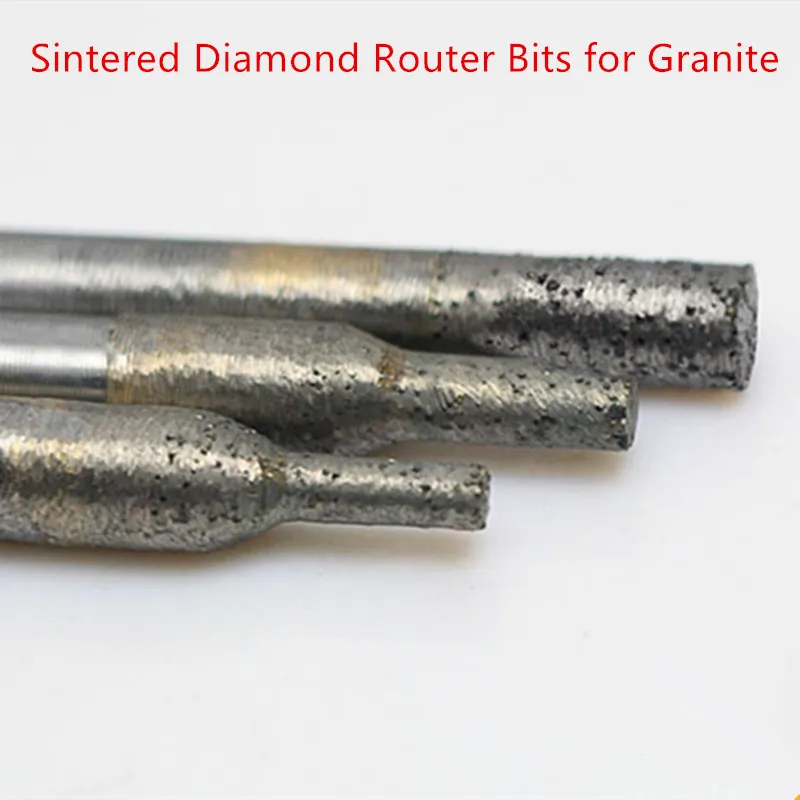 Sintered Diamond Router Bits for Granite Stone Flat Bottom Endmill CNC Stone Carving Power Engraving Tools Milling Cutters