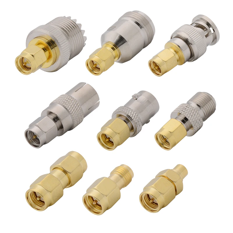 9Pcs RF Adapter Kit SMA Male to SMA BNC UHF SO-239 TV N F Type MCX RP-SMA Female Male Plug Coaxial Coax Connector