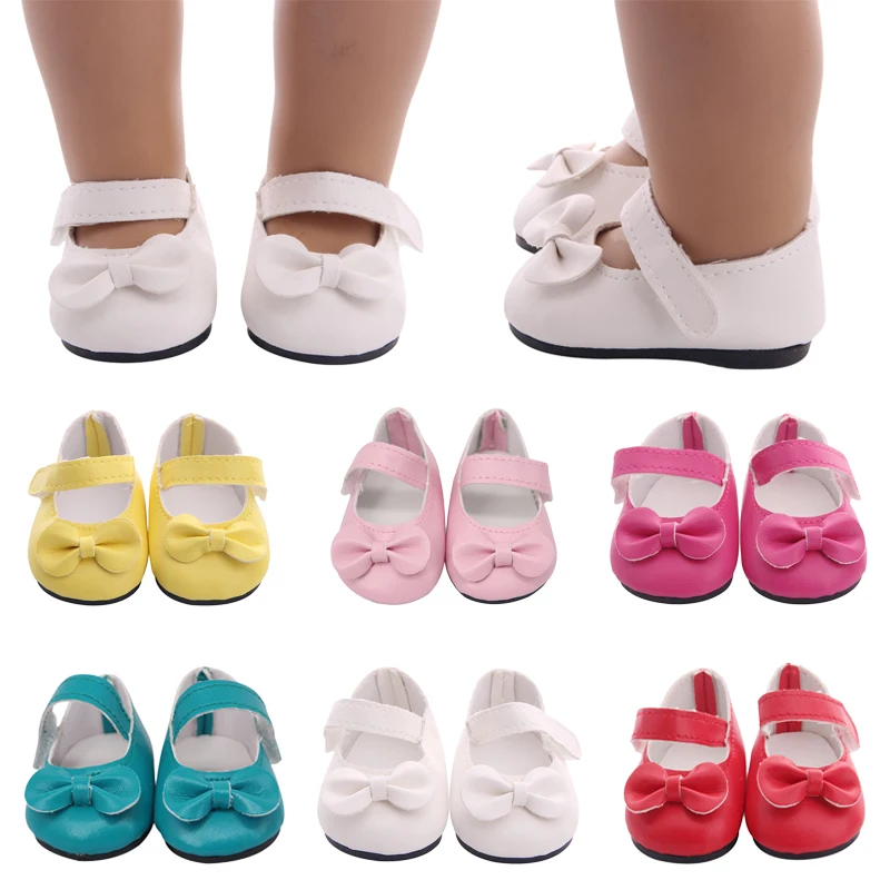 

7*3.5 CM High Quality Bow Doll Shoes For 18 Inch American&43 Cm Born Baby,Generation,Russian DIY Toy Birthday Girl's Gift