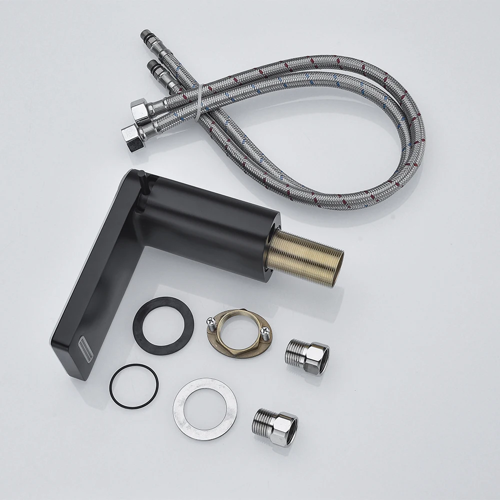 Imagem -06 - Torneira Led Digital Brass Temperature Display Basin Misturador de Lavatório de Banho Preto Smart Tap Sink para Banheiro