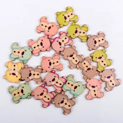 20pcs 23x27mm Mixed Cartoon Lovely Bear painted decorative Wooden buttons For handmake Scrapbooking Crafts