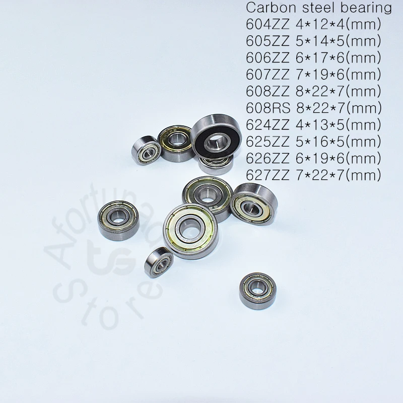 Carbon steel 10Pieces bearings 604zz 605zz 606zz 607zz 608zz 608RS 624zz 625zz 626zz 627zz Metal Sealed bearing