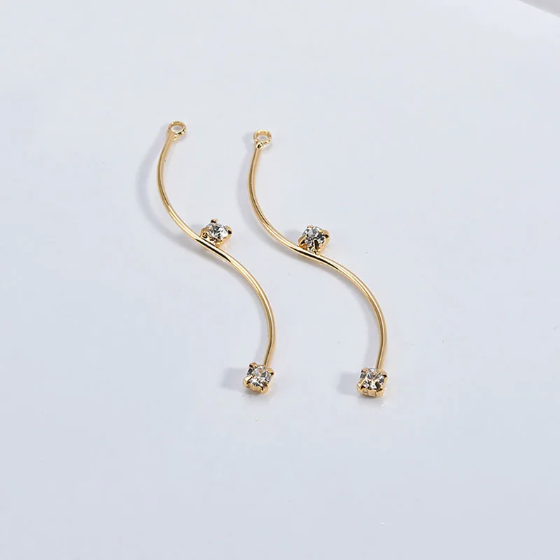 Gold plated color retention curve, diamond belt hanger, round circling individual geometric earring accessories DIY Handmade