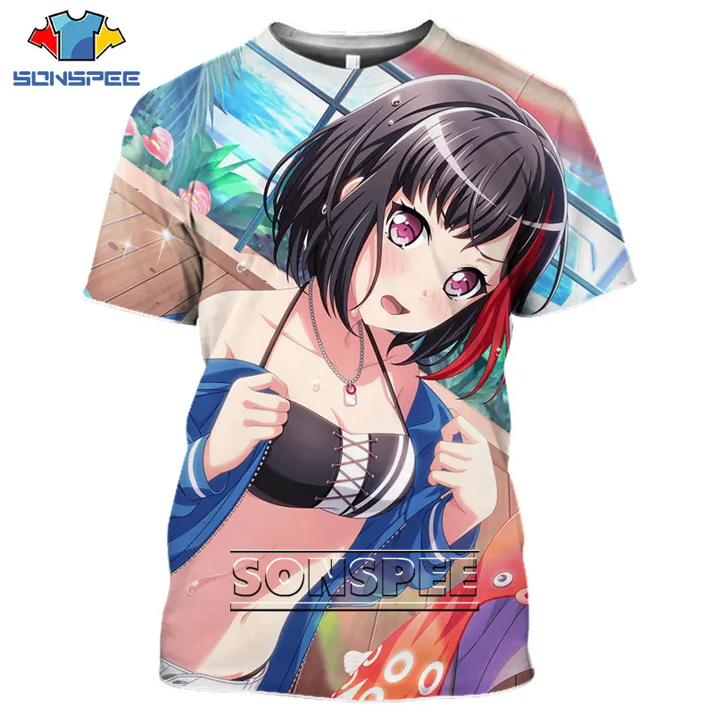 SONSPEE 3D Print Men Women Tshirts Anime Bang Dream T-shirts Short Sleeve Harajuku Sexy Loli Girl Kawaii Summer Casual Tshirts