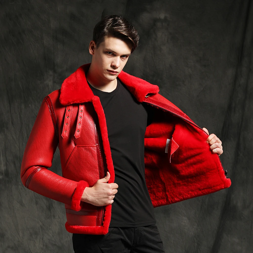 LUHAYESA Double-faced Wear New Men Luxury Thick Warm Slim Winter Warm Real Fur Coat Male Fashion Natural Shearling Fur Jackets