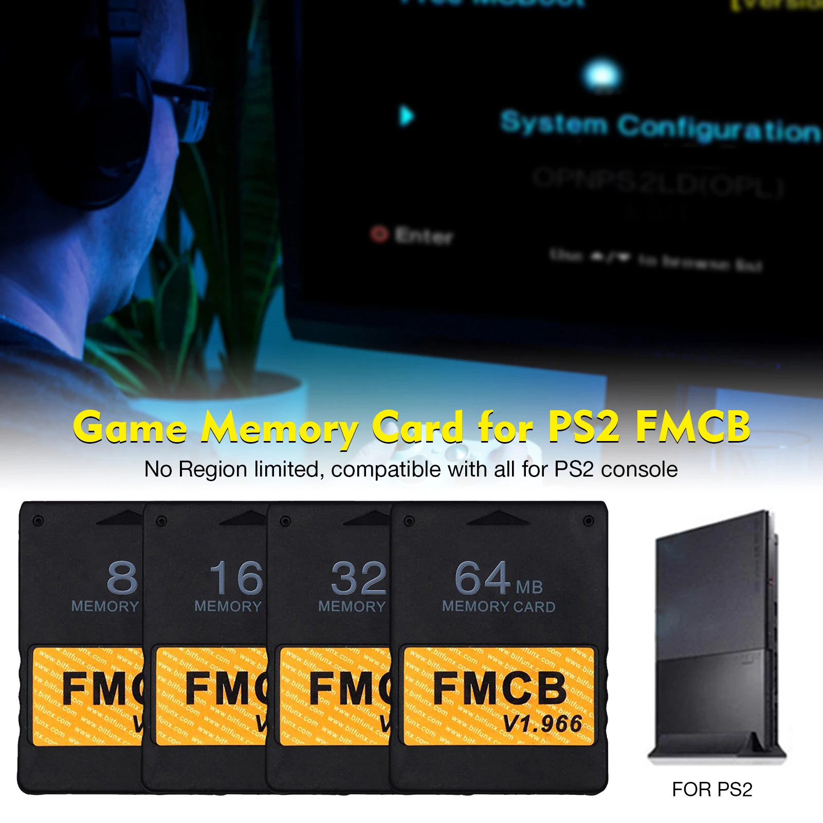 Game Memory Card Game Consolas Accessories for MagicGate 8MB/16MB/32MB/64MB free for McBoot card all for Sony Playstation 2