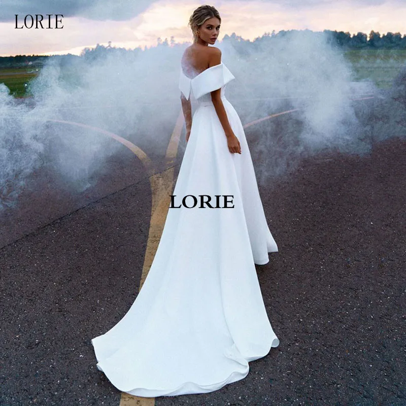 LORIE-Vestido De Noiva De Sereia De Cetim, Vestidos De Noiva Fora Do Ombro Com Trem Destacável, Vestidos De Festa De Casamento Princesa, Simples E Limpo