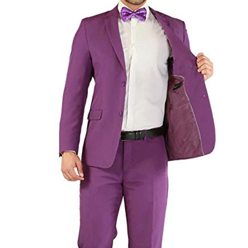 Ternos masculinos roxo claro dupla breasted 2 peças (jaqueta + calça) colarinho repicado slim fit para casamento jantar festa ternos