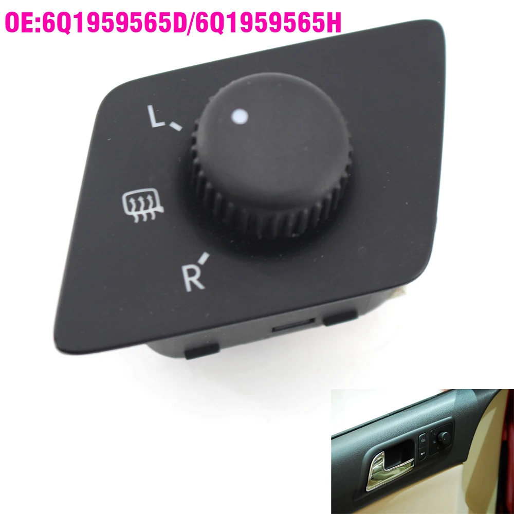 New 10 Pins Adjust Knob Side Mirror Switch For VW Polo 9N 2001-2010 6Q1959565D 6Q1 959 565H