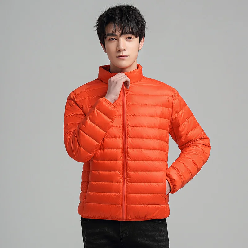 Chaqueta de plumón ligero para hombre, abrigo coreano a prueba de viento, cálido y resistente al agua, cuello de soporte corto, plumón de pato, novedad de otoño e invierno de 2021