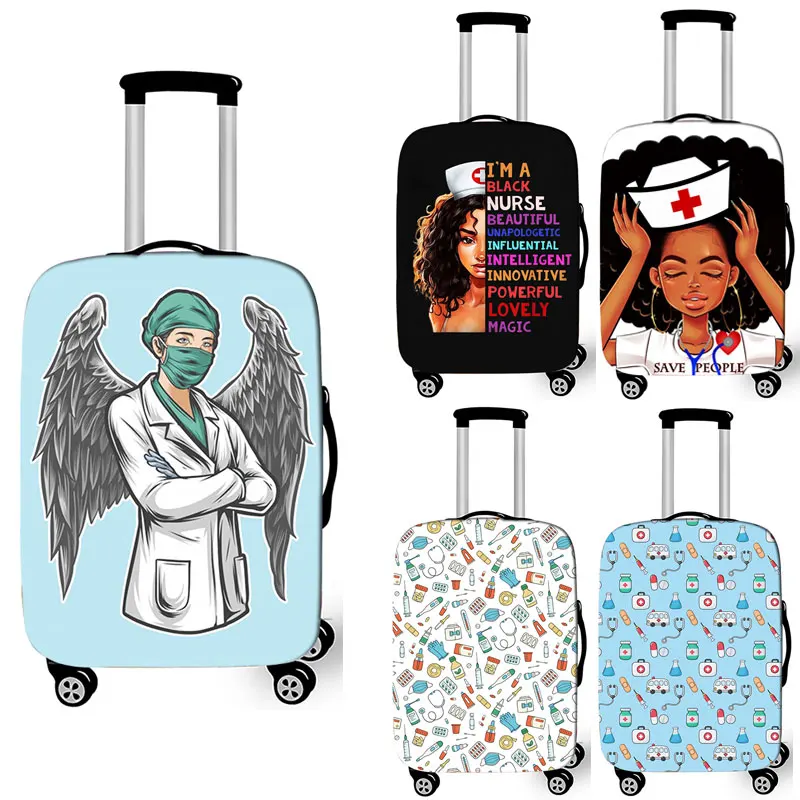 Thank You Nurse & Doctor ECG Print Luggage Cover Elastic Suitcase Protective Covers Travel Organizer Traveling Accessories