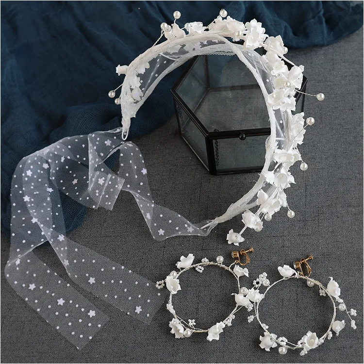 Bridal Headwear Beauty New Lace Mesh Small Flower Headband Wedding Dress Travel Photo Accessories