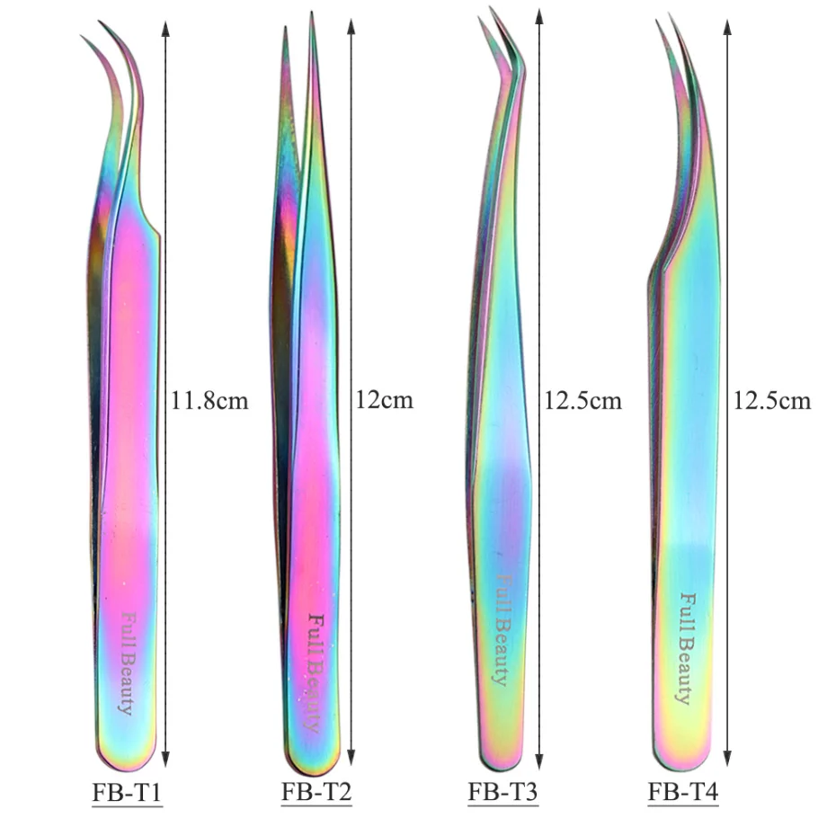 1 pz pinzette antistatiche in acciaio inox professionale clip per sopracciglia arcobaleno estensione ciglia pinzette strumenti per il trucco GLFBT1-4