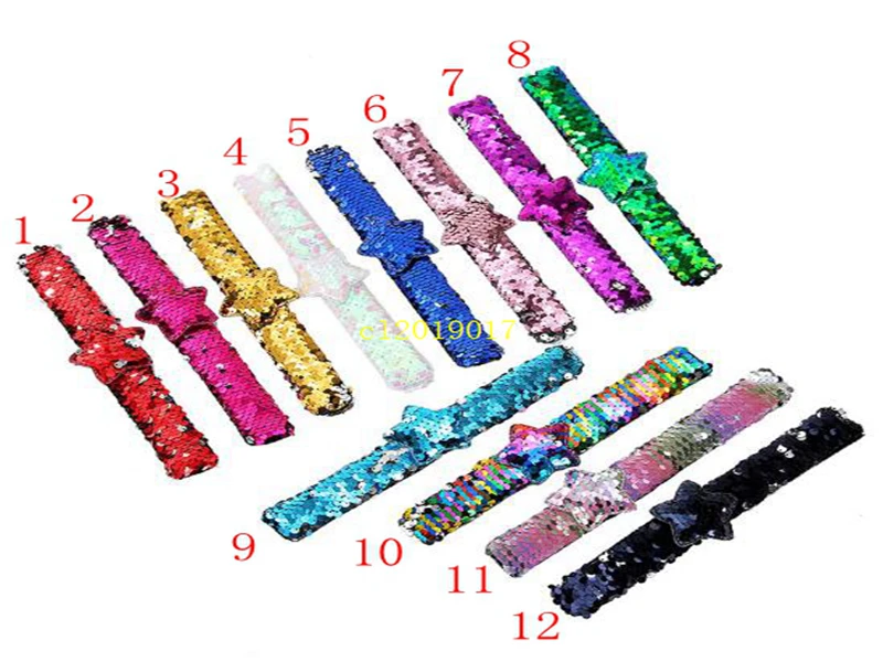 Five-pointed star sequined clap ring bracelet 12 color mermaid sequined bracelet birthday gift