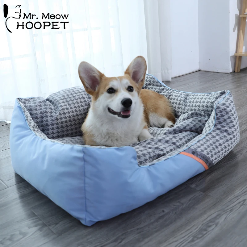 Hoopet Dog Sofa Summer Cool Dog Bed Pet Bed With Non-Slip Bottom Zipper Removable Cover Houndstooth Print