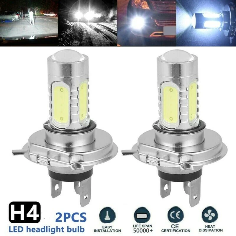 

2pcs H4 12v Bulbs Led Xenon White Headlight 472 P43t Car Headlamp Bright Light Bulbs Far and near light Led Lights Fog lights