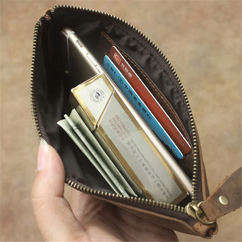 Men\'s Slim Wallet Genuine Small Leather Women Wallet Luxury Long Ladies Purse Money Bag Pouch Card Holder Mini Coin Case Carteir