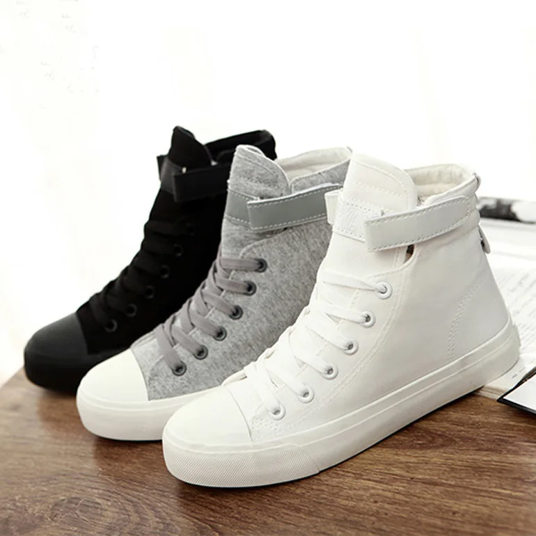 2020 Men and Women New Shoes Korean Style High-top All Black Cloth Shoe White Shoe Comfortable Flats Men and Women Casual Shoes