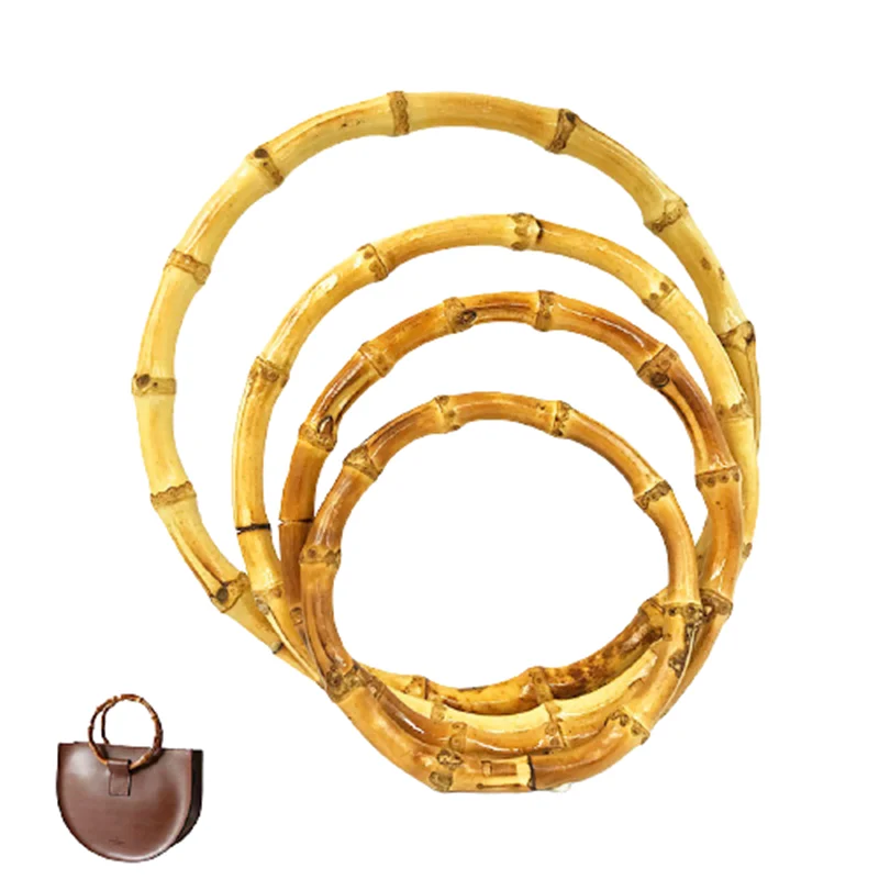 Wholesale Rattan Purse Hanger Handle Frame Obag Handbag Parts China Factory 5 Pairs=10 Pieces Nature Handmade Bamboo Bag Handle