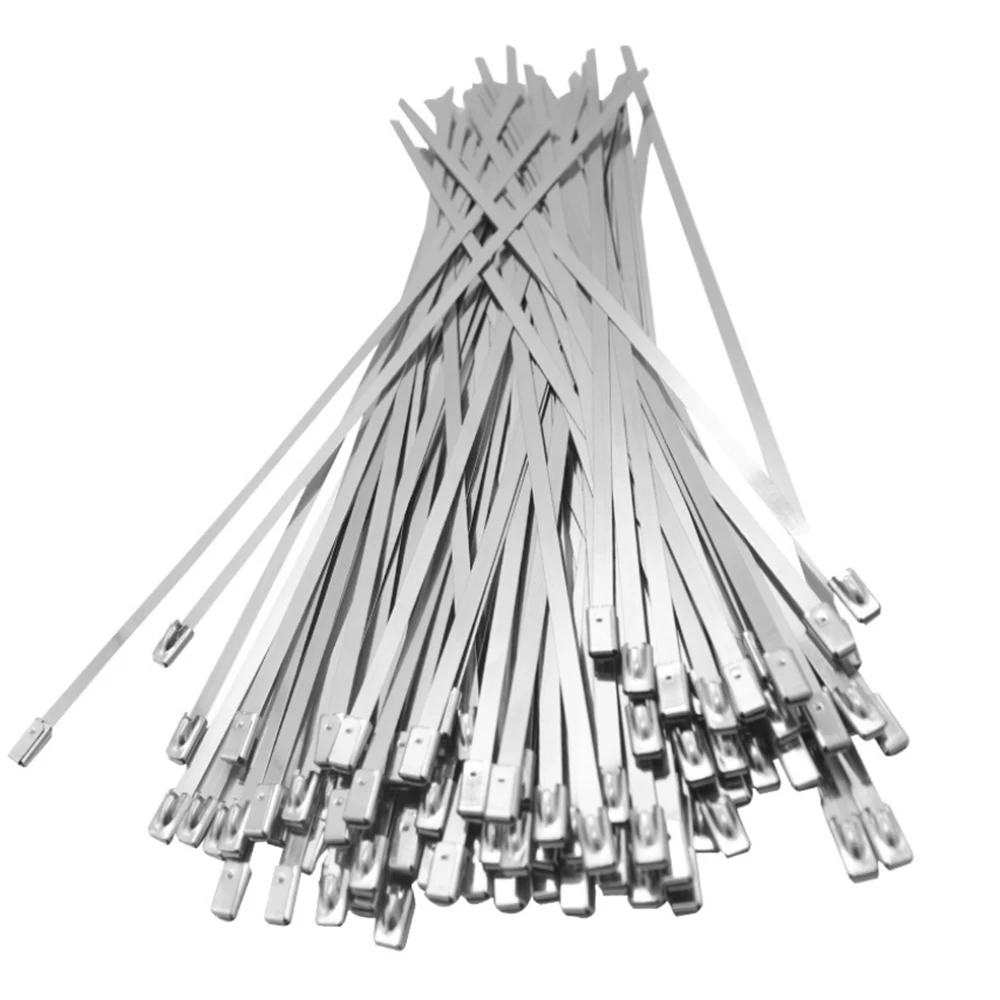 

304 Stainless Steel Cable Tie 4.6x100MM 250MM Locking Cable Metal Zip Ties 100PCS