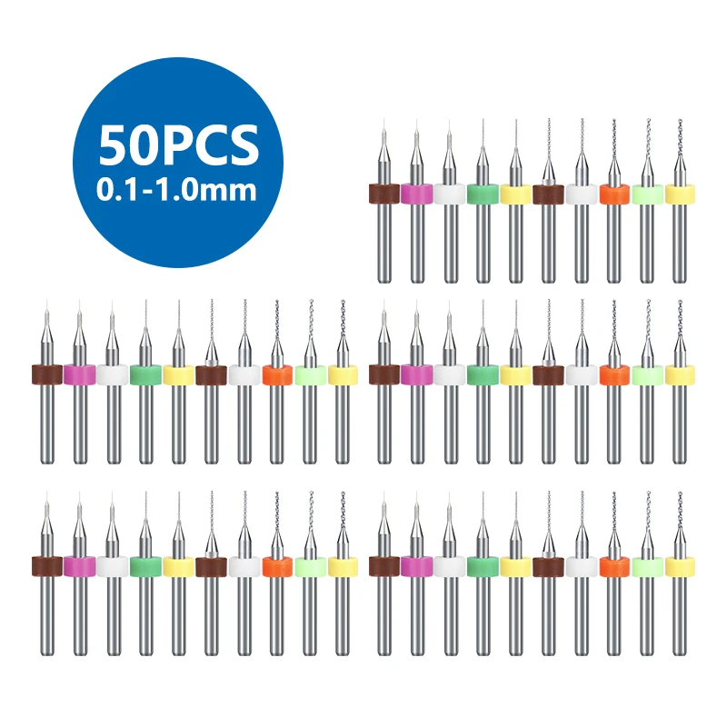 Xcan Pcb Boor 50 Stuks 0.1-1.0Mm Tungsten Carbide Pistool Boor Voor Boren Pcb Printplaat micro Boren Tool Bit