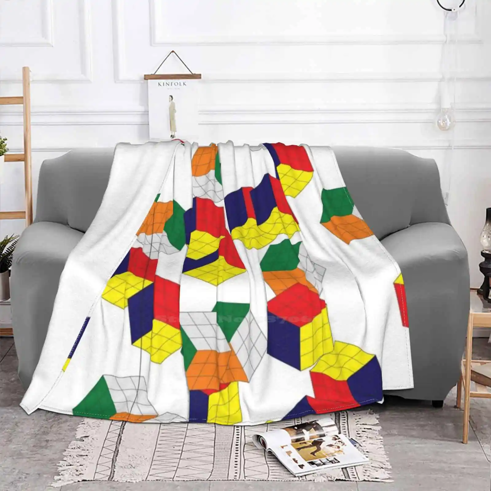 New Arrival Fashion Leisure Flannel Blanket Geek Speedsolving Cube Speedcubing Nerd Erno Geeky Magic Cube Puzzle 3d