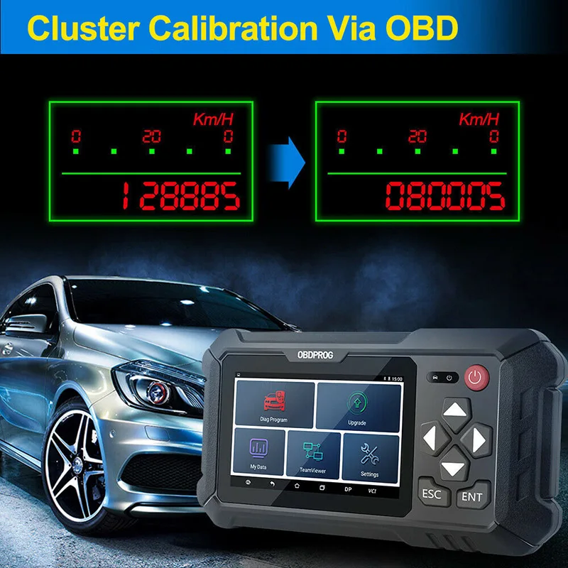 OBDPROG-M500 أدوات معايرة الكتلة سيارة ، OBD2 التشخيص ، أداة إعادة تعيين النفط ، أداة التكيف ، قارئ رمز ، الماسح الضوئي السيارات