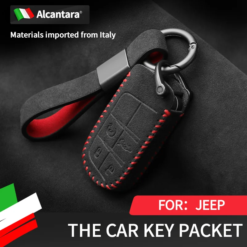 Alcantara key bag for jeep free man freedom Everbright Commander Grand Cherokee protective cover car creative pendant