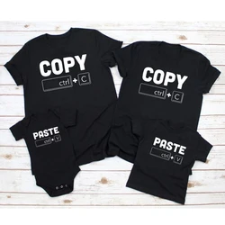 Funny Copy Paste Ctrl C Ctrl V Family Matching Tshirts Cotton Baby Bodysuits Dad T-shirt Summer Family Look Daddy and Me Outfits