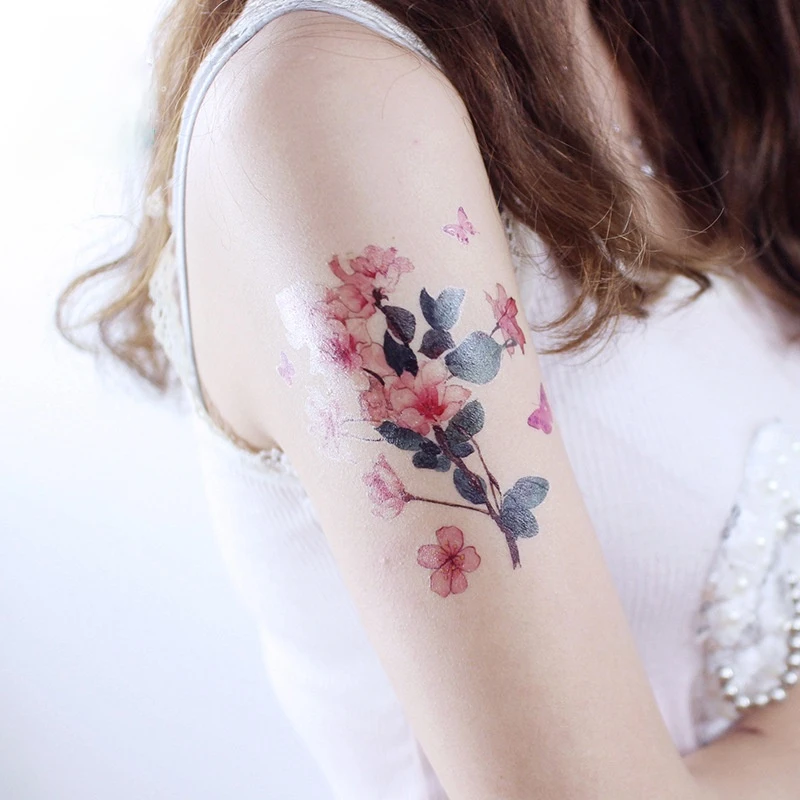 Waterproof  temporary tatoo Cherry blossoms tattoo stickers flower tattoo stickers fashion arm leg clavicle Tattoo stickers