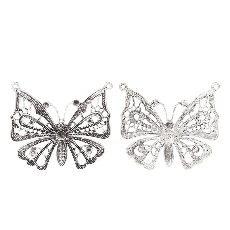 ZXZ 2pcs Tibetan Silver Huge Butterfly Charms Pendants for Necklace Jewelry Making Findings 72x64mm