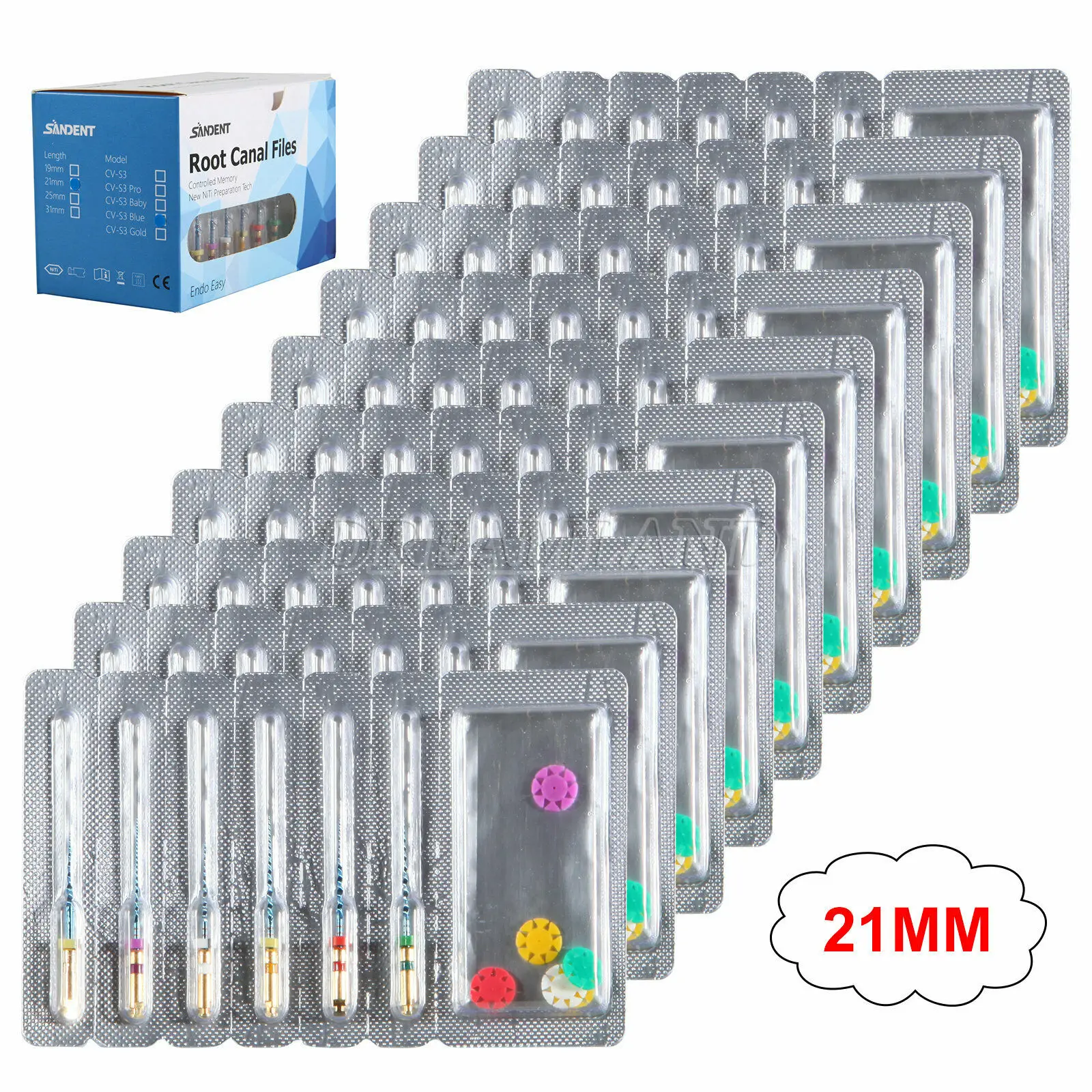 10 PACKS/60PCS Dental Endo Endodontic Universal Engine Rotary Root Canal NiTi File 21MM