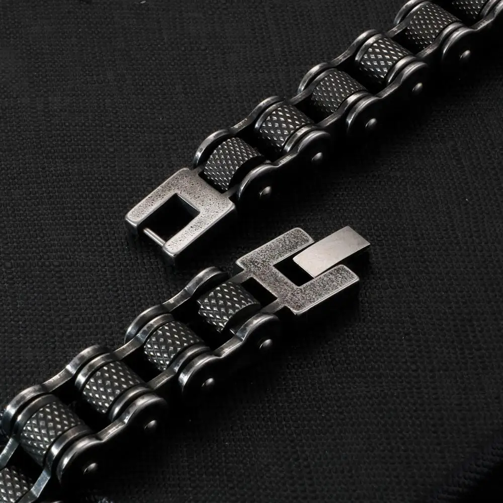 HaoYi Vintage Locomotive Link Chain Bracelet Punk Men Hip Hop Rock Stainless Steel Jewelry