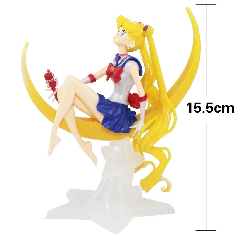 Kawaii Anime Sailor Moon PVC Action Figure Collection Model Toy Figure Cake Decoration Girl Birthday Gift Dessert Decoration