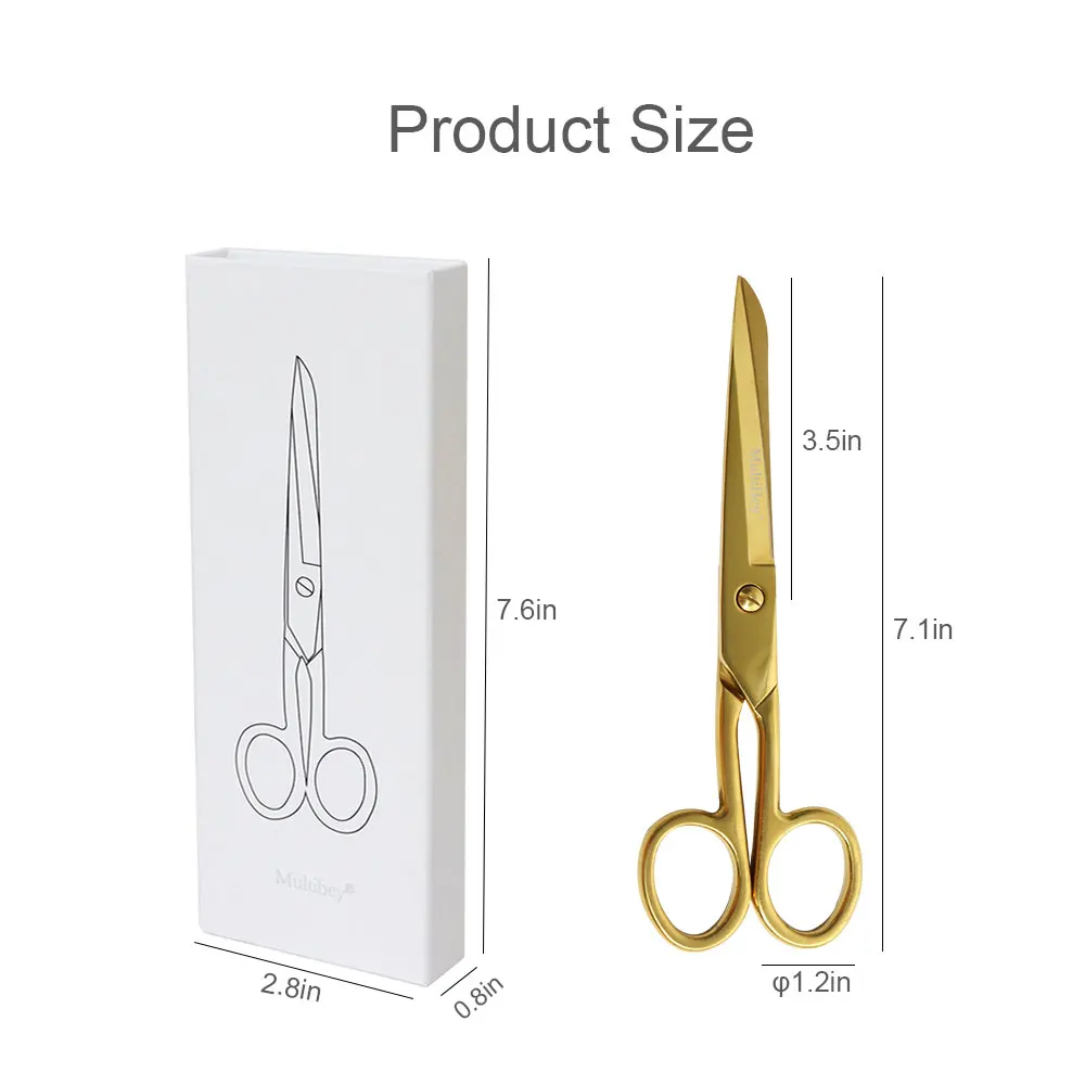 Golden 7-Inch Scissors Full Metal Blade Round Handle Fashionable Atmosphere Practical Office Household Stationery Scissors