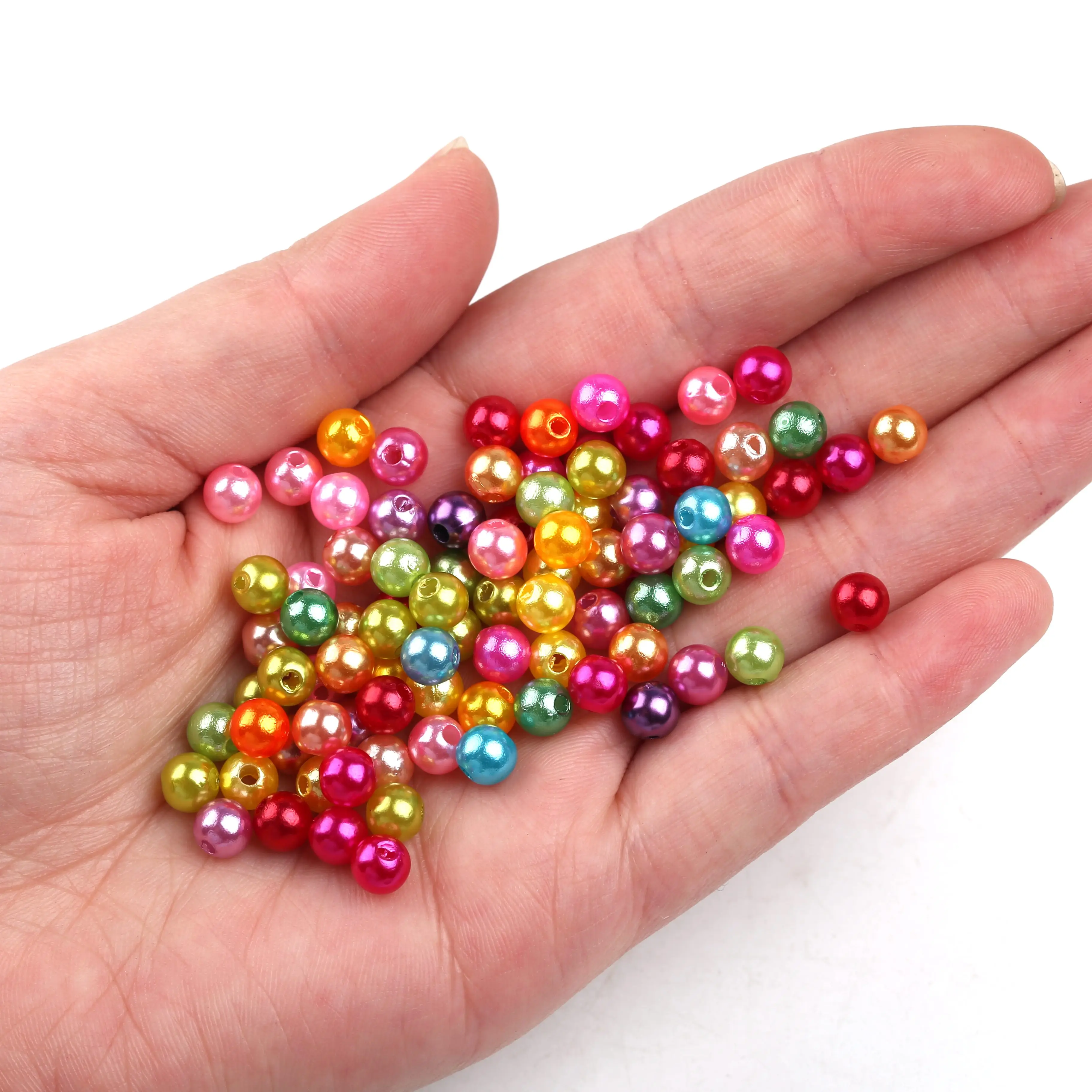 4/6/8/10mm Colorful ABS Imitation Pearls Round Straight Hole  Acrylic Beads For for Jewelry Making Necklace DIY Accessories