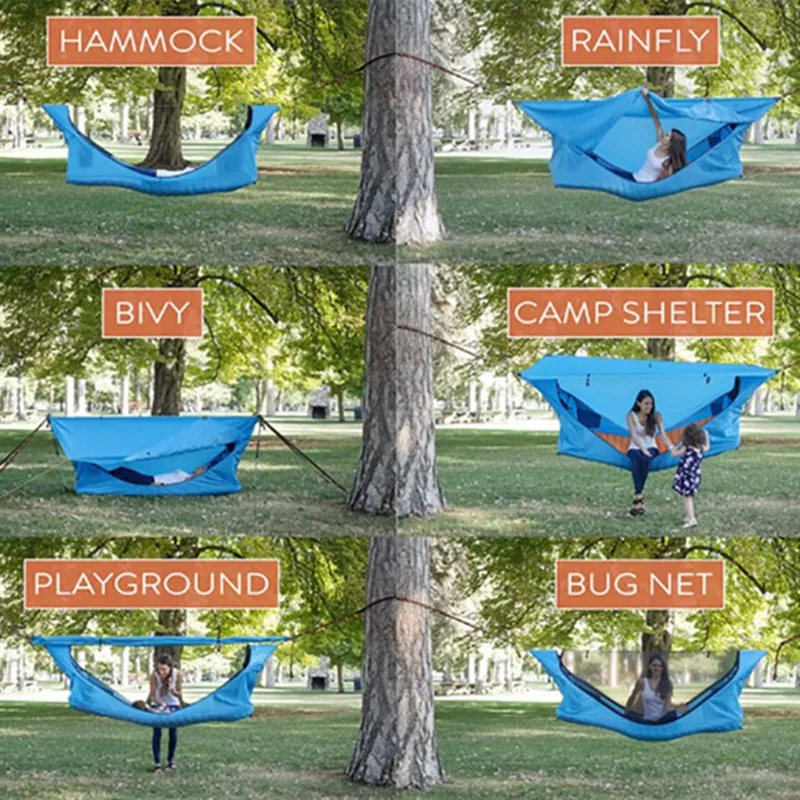 Mosquito Net Hammock Canopy Tent Large Space Anti Rollover Outdoor Camping Awning  Rainproof And Sunscreen Hanging Sun Shelter