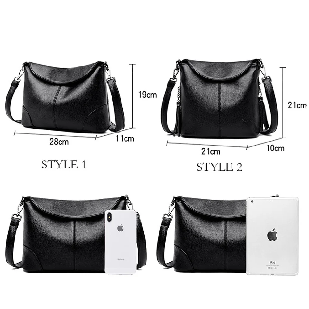 2 Styles Female Shoulder Messenger Bag Ladies Soft Genuine Leather Crossbody Bags For Women Handbag Tassel Bucket Bag Sac a Main