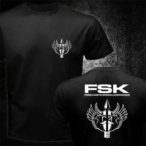 Fashion brand casual New Norwegian Norway Army Special Forces Forsvarets Spesialkommando Fsk T-Shirt Double Side Tees