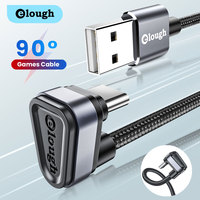 Elough USB Type C Cable 2.4A Fast Charging 90 Degree Elbow Games Charge Wire For Xiaomi Samsung Phone Data Wire USB C Cable