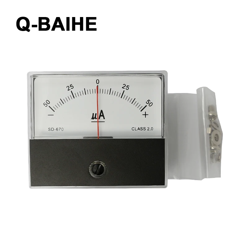 100pcs/Lot Panel Meter SD-670-1-50(DC+-50uA) 60x70mm DC +-50uA Class 2.0 Center=0