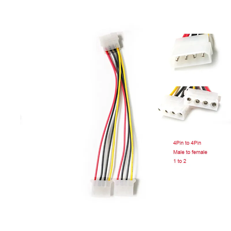 4 Pin Computer Power Supply IDE 4-pin Molex LP4 Male to 2 x Female Splitter Power Cable Cord Hard Drive Disk HDD DVD CD