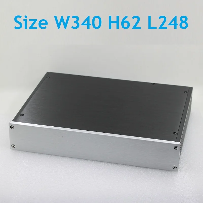 

W340 H62 L248 DIY Anodized Aluminum Chassis Tube Amplifier Case Preamp Enclosure DAC Box Power Supply Headphone Amp Housing Rear