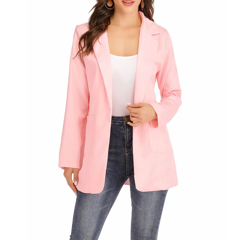 Jaqueta de blazers de manga comprida feminina, casaco feminino grande, roupas casuais soltas, monocromática, escritório, primavera e outono, 2022