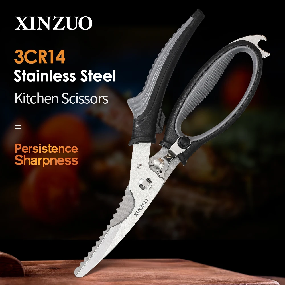 

XINZUO 3CR14 Stainless Steel Kitchen Scissors Removable Scissors Chicken Seafood Fish Cutting Shears Cooking