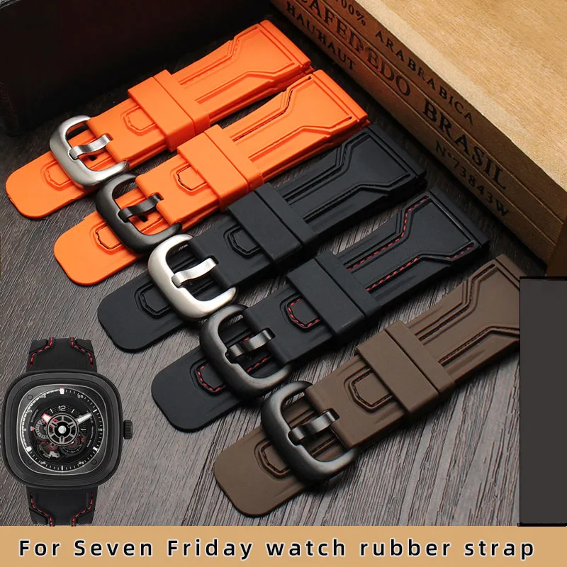 For Seven on Friday Strap P3C/02 Q1 M1/M2 28mm Waterproof Rubber Strap Buckle For Men Watchband Accessories Bracelet Belt 28mm